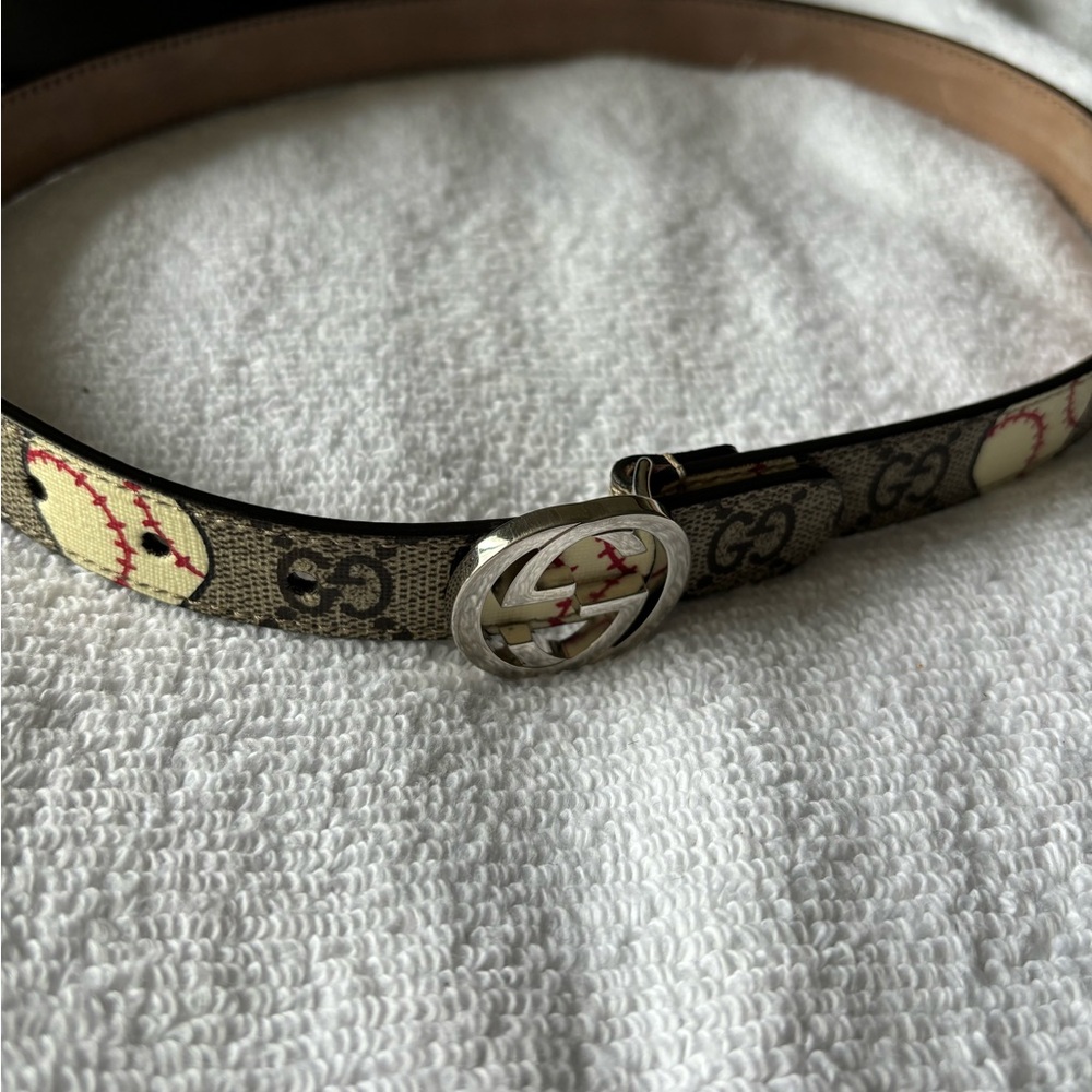 Kids GUCCI baseball and monogram leather belt